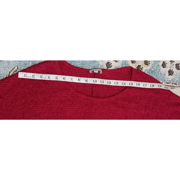 Chenault Womens Red Ribbed Metallic Sparkle Chenille Sweater Size 2X - Picture 3 of 9